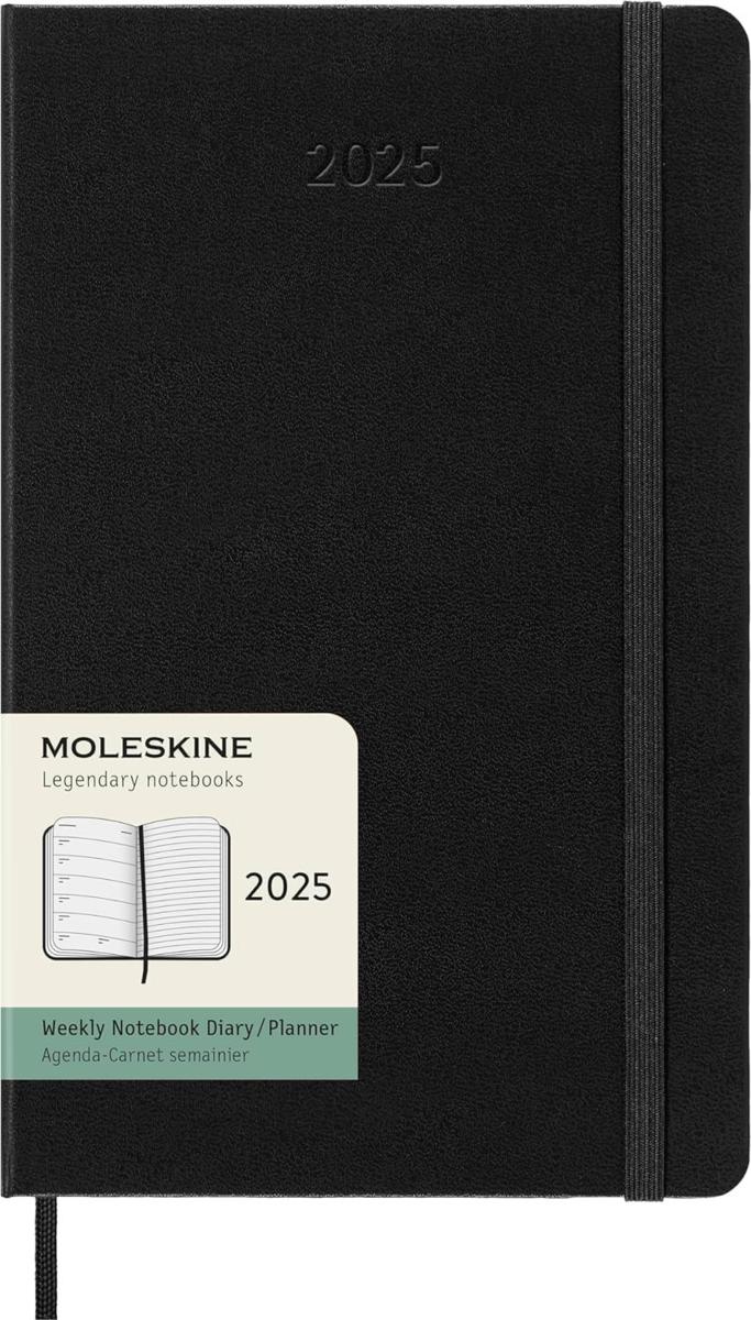 AG.12M SETTIMANALE LG C.RIGIDA NERO MOLESKINE 2025