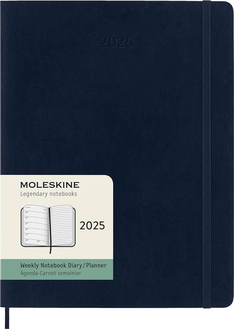 AG.12M SETTIMANALE XL CP.MORBIDA BLU ZAFFIRO MOLESKINE 2025