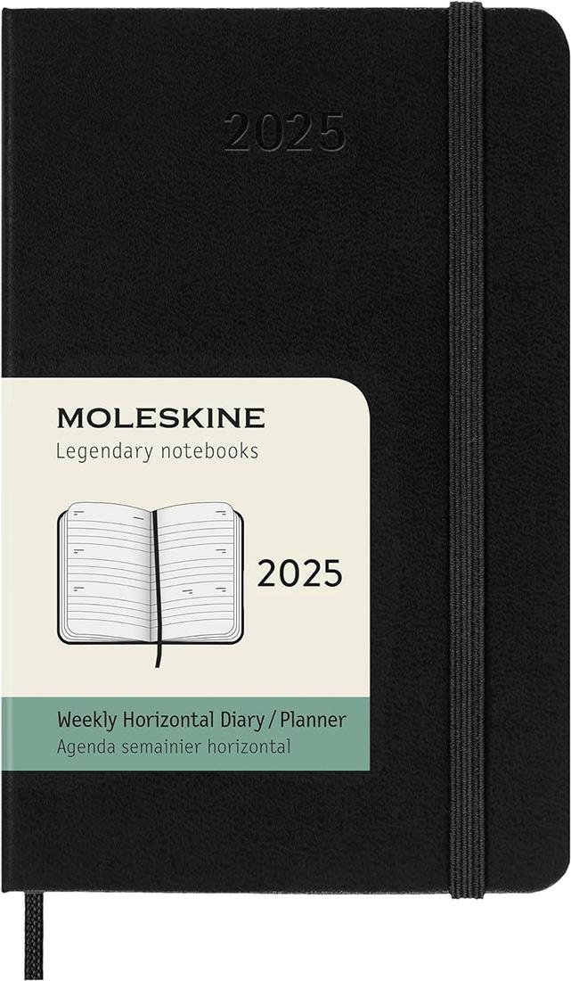 AG.12M SETTIMANALE ORIZZ PK C.RIGIDA NERO MOLESKINE 2025