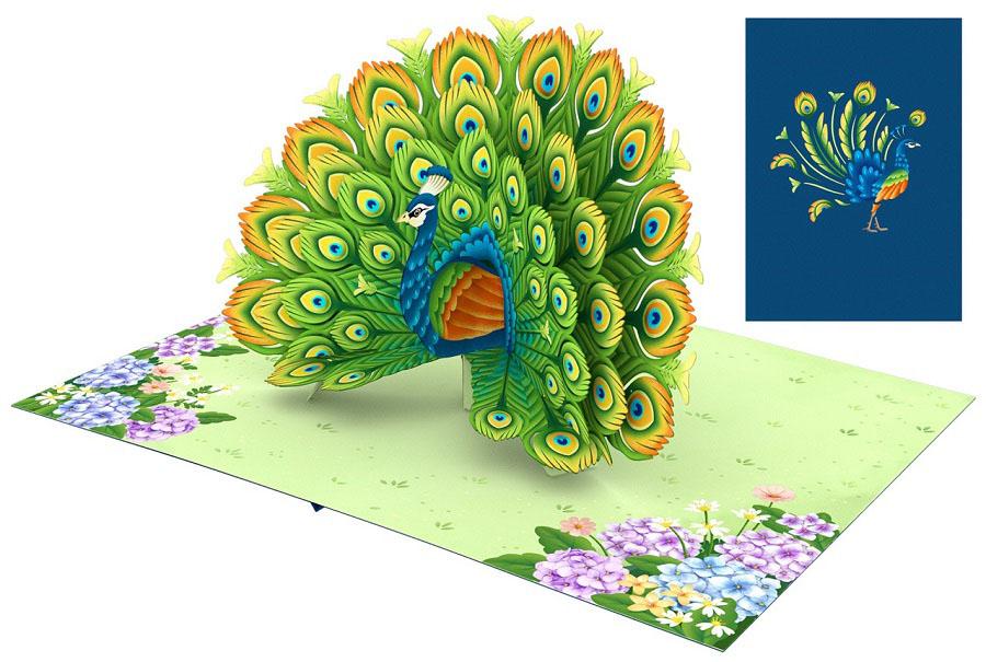 BIGLIETTINI ORIGAMI PAVONE - PEACOCK