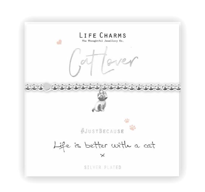 LIFE CHARMS - LC066BW - BRACCIALETTO LIFE IS BETTER WITH A CAT